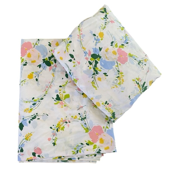 Cannon Vintage 1980s Floral Twin Bed Sheet And Fitted Sheet - Picture 1 of 5